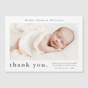 Moderne Naam Foto Baby Bedankt Kaart