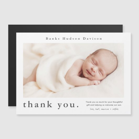 Moderne naam Foto Baby Hartelijk dank (Voorkant / Achterkant)