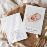 Moderne naam Foto Baby Hartelijk dank Briefkaart<br><div class="desc">Een simpele foto-baby is te danken aan uw kaart met een modern type en een afbeelding aan de voorkant. De rug is een brievenbaar briefkaart met een grote volledige naamkopbal en een persoonlijk bericht van de familie. Klik uitgeven knoop om dit ontwerp met uw foto's en details aan te passen....</div>