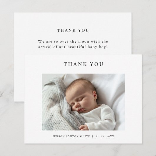 Moderne naam Foto Baby Hartelijk dank Briefkaart (Voorkant / Achterkant)