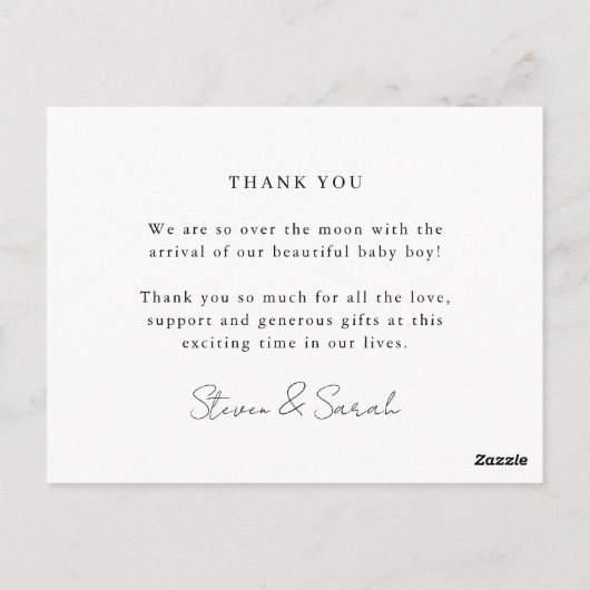 Moderne naam Foto Baby Hartelijk dank Briefkaart (Achterkant)