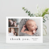 Moderne naam Foto Collage Baby Bedankkaart (Staand voorkant)