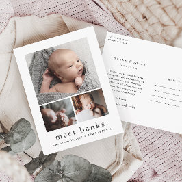 Moderne naam Foto Collage Baby Hartelijk dank Briefkaart