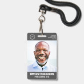 Moderne naam foto werknemer Barcode Round Logo Badge (Voorkant met koord)