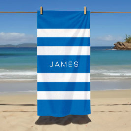 Moderne naam Frans blauw gestreepte zwembad Strandlaken