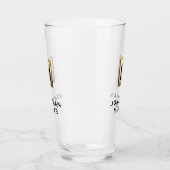 Moderne naam, geborsteld metaal monogram bier glas (Links)