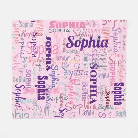 Moderne naam Graffiti roze naampatroon Fleece Deken (Voorkant (Horizontaal))