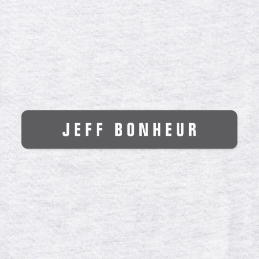 Moderne naam | Grijzen Zwart & Wit Iron-on Kleding Labels (Design 2)