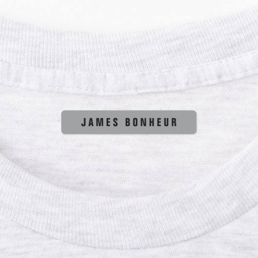 Moderne naam | Grijzen Zwart & Wit Iron-on Kleding Labels (Aangebracht)