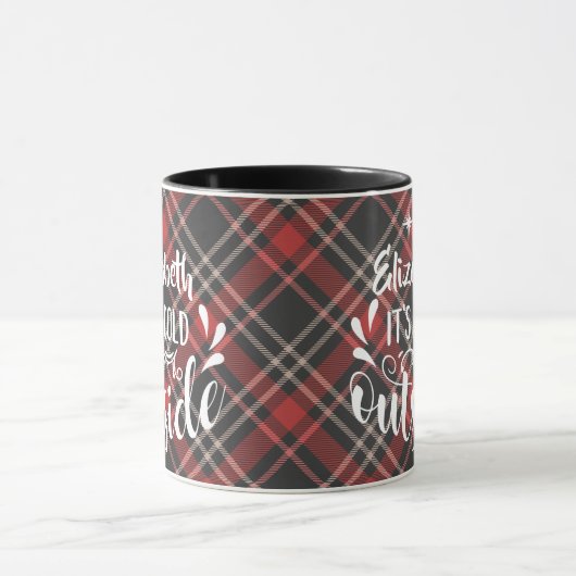 Moderne naam Het is koud buiten Plaid Kerst Mok (Midden)