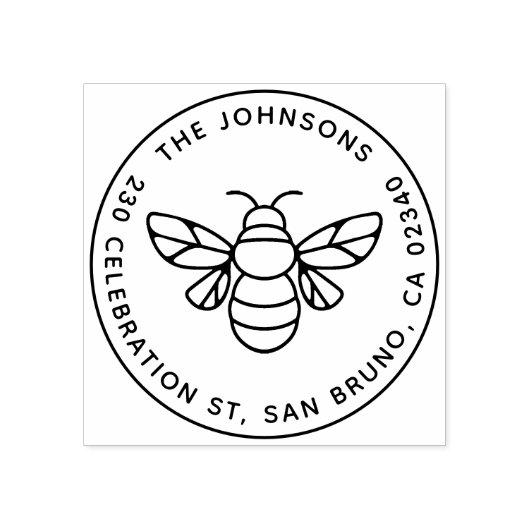Moderne naam honingbijenfamilie Ronde terugzendadr Rubberstempel (Afrduk)