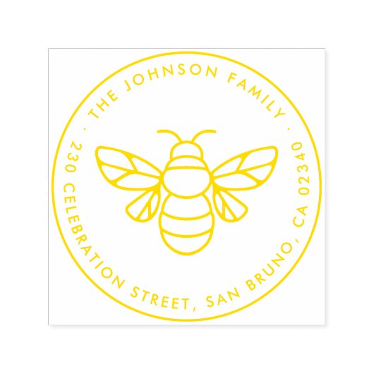 Moderne naam honingbijenfamilie Ronde terugzendadr Zelfinktende Stempel (Design)