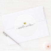 Moderne naam in script met gouden hart ronde sticker (Envelop)