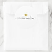 Moderne naam in script met gouden hart ronde sticker (Tas)