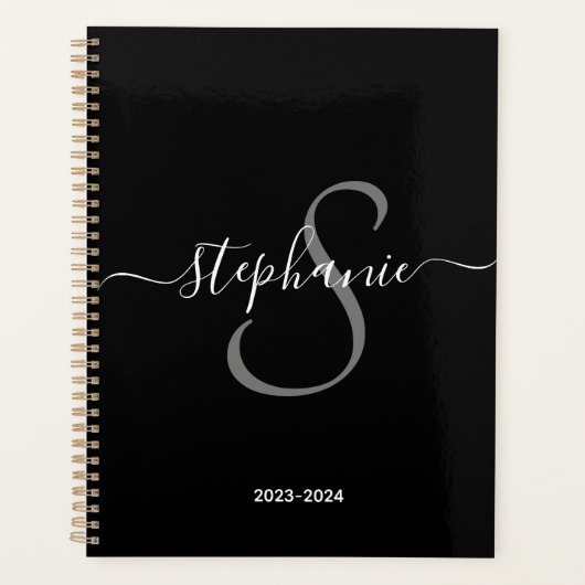 Moderne Naam Initiaal Monogram Docent Planner (Voorkant)