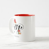 Moderne naam Initiaal Monogram Letter M Christmas Tweekleurige Koffiemok (Voorkant links)