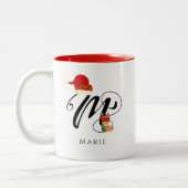 Moderne naam Initiaal Monogram Letter M Christmas Tweekleurige Koffiemok (Links)