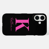 Moderne Naam Initiaal Zwart Roze Personaliseerbaar Case-Mate iPhone Case (Achterkant (horizontaal))