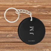 Moderne naam & Initialen Chic Black Sleutelhanger