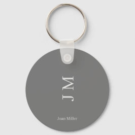Moderne naam & Initialen Chic Grey Sleutelhanger