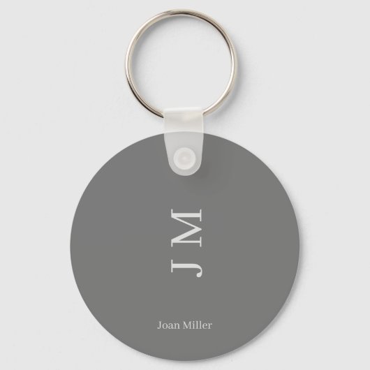 Moderne naam & Initialen Chic Grey Sleutelhanger (Voorkant)