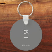 Moderne naam & Initialen Chic Grey Sleutelhanger (Voorkant)
