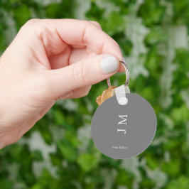 Moderne naam & Initialen Chic Grey Sleutelhanger