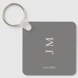 Moderne naam & Initialen Monogram Chic Grey Sleutelhanger