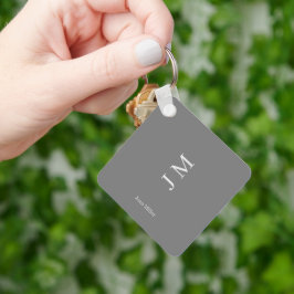 Moderne naam & Initialen Monogram Chic Grey Sleutelhanger
