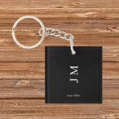 Moderne naam & Initialen Zwart Sleutelhanger