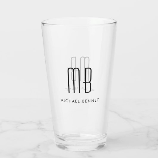Moderne naam met monogram glas (Achterkant)