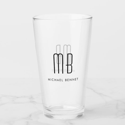 Moderne naam met monogram glas (Voorkant)