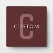 Moderne naam met monogram | Maroonrood Fotoplaat (Voorkant)