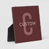 Moderne naam met monogram | Maroonrood Fotoplaat (Voorkant)