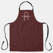 Moderne naam met monogram | Maroonrood Schort (Voorkant)