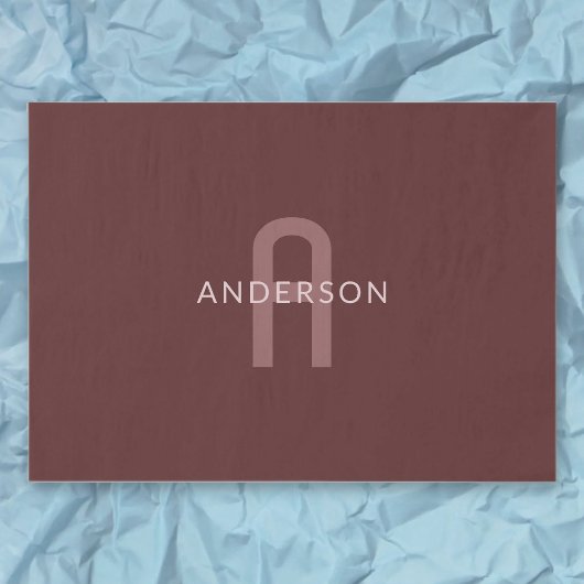 Moderne naam met monogram | Maroonrood Tissuepapier