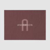 Moderne naam met monogram | Maroonrood Tissuepapier (Voorkant)