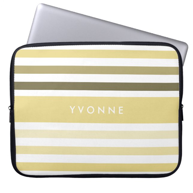 Moderne naam met ombre strepen in pastel laptop sleeve (Voorkant)