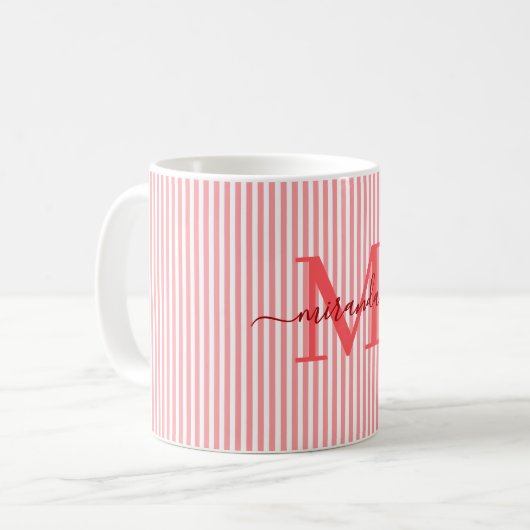 Moderne naam met Red Stripe-monogram Koffiemok (Voorkant links)
