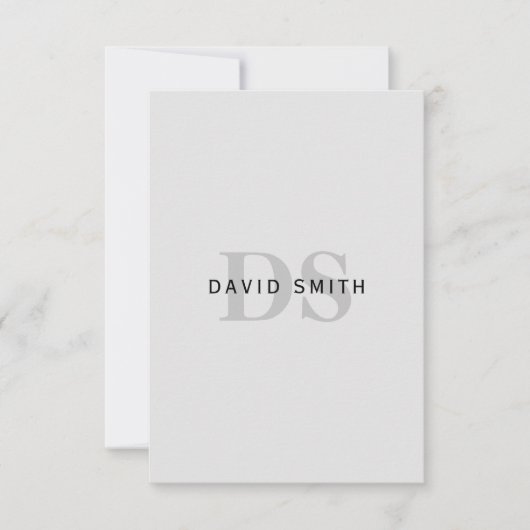 Moderne naam & Monogram | Bewerkbaar in grijs en z Bedankkaart (Voorkant)