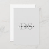 Moderne naam & Monogram | Bewerkbaar in grijs en z Bedankkaart (Voorkant / Achterkant)