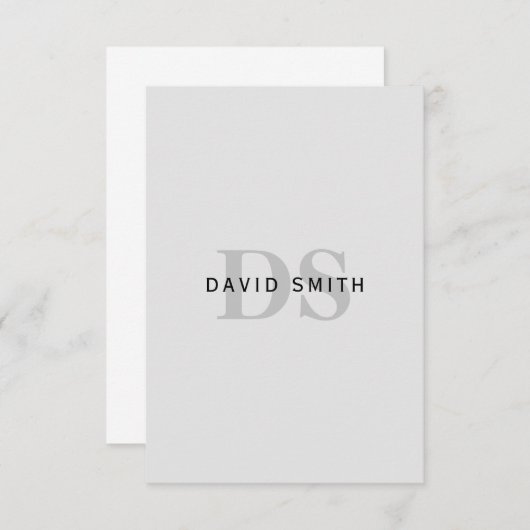 Moderne naam & Monogram | Bewerkbaar in grijs en z Bedankkaart (Voorkant / Achterkant)