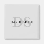 Moderne naam & Monogram | Bewerkbaar in grijs en z Magneet (Voorkant)