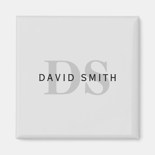 Moderne naam & Monogram | Bewerkbaar in grijs en z Magneet (Voorkant)