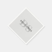 Moderne naam & Monogram | Bewerkbaar in grijs en z Servet (Hoek)