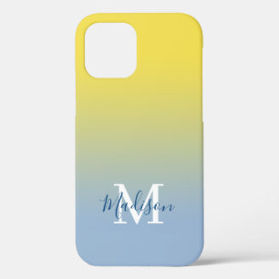 Moderne naam Monogram Geel tot Licht Blauw Gradiën Case-Mate iPhone Case