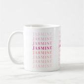 Moderne Naam Monogram Gepersonaliseerd Roze Koraal Koffiemok (Links)