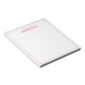 Moderne naam monogram gepersonaliseerd roze notitieblok (Schuin)
