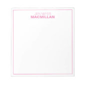 Moderne naam monogram gepersonaliseerd roze notitieblok (Voorkant)
