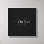 Moderne naam & monogram | Grijs & Zwart Canvas Afdruk (Voorkant)